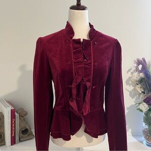 💜SOLD💜WHBM Deep Red Victorian Riding Jacket Romantic Goth Vampy Edwardian
